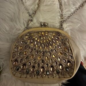 BRIGHTON ANJU Cream Beaded Coinette Clutch Crossbody